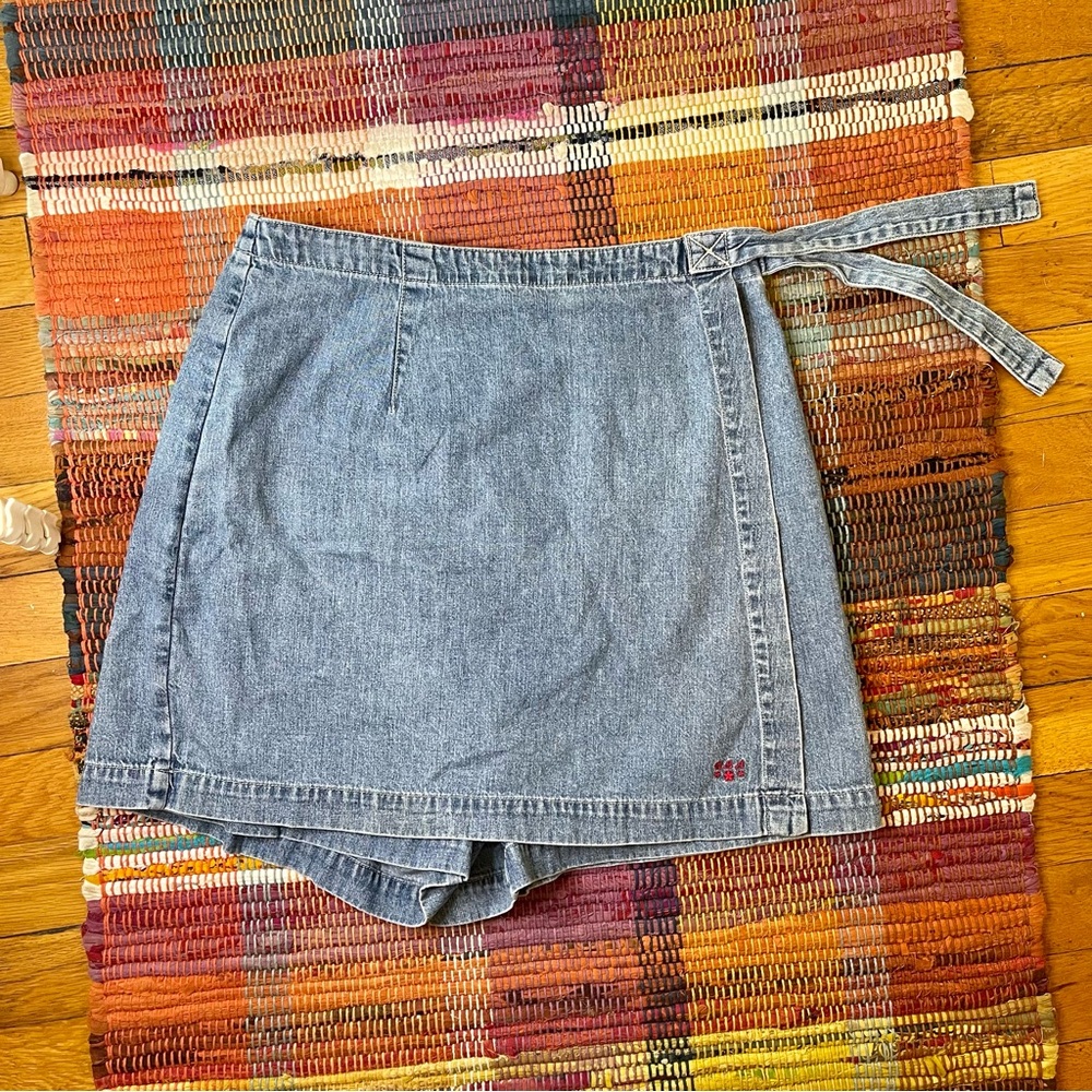 SOLD Vintage Denim Wrap Skort
